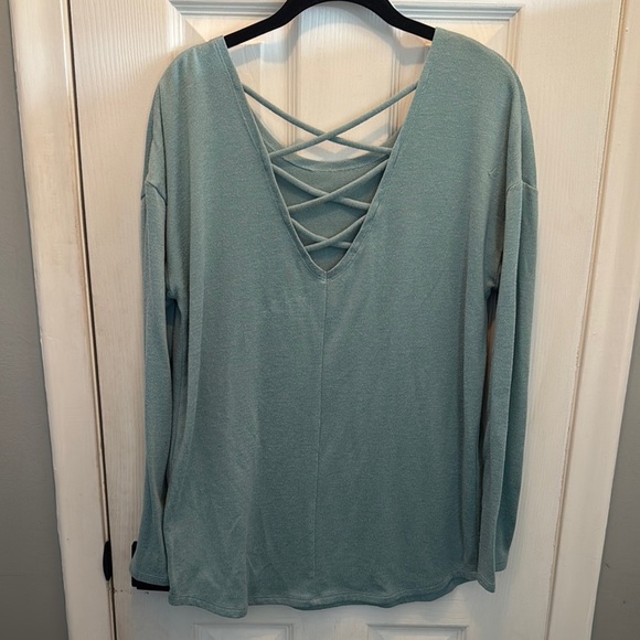 Flirtitude Women's Aqua Crew Neck Sweater - Picture 4 of 7